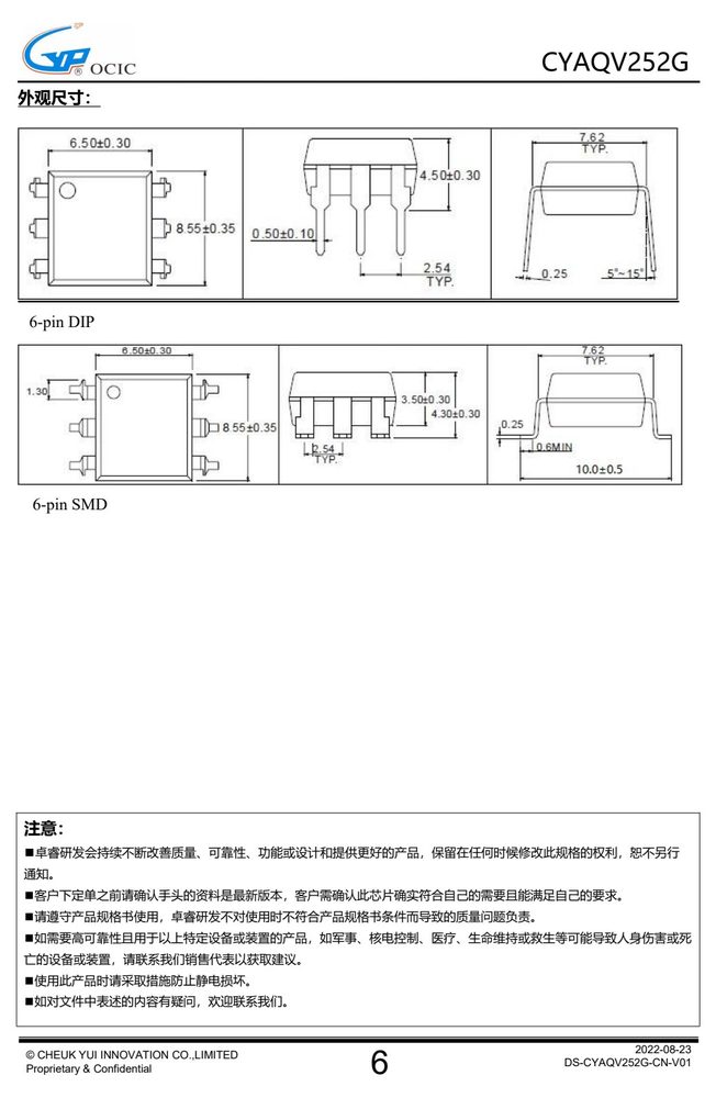 封装尺寸图（原厂规格书机械尺寸章节）