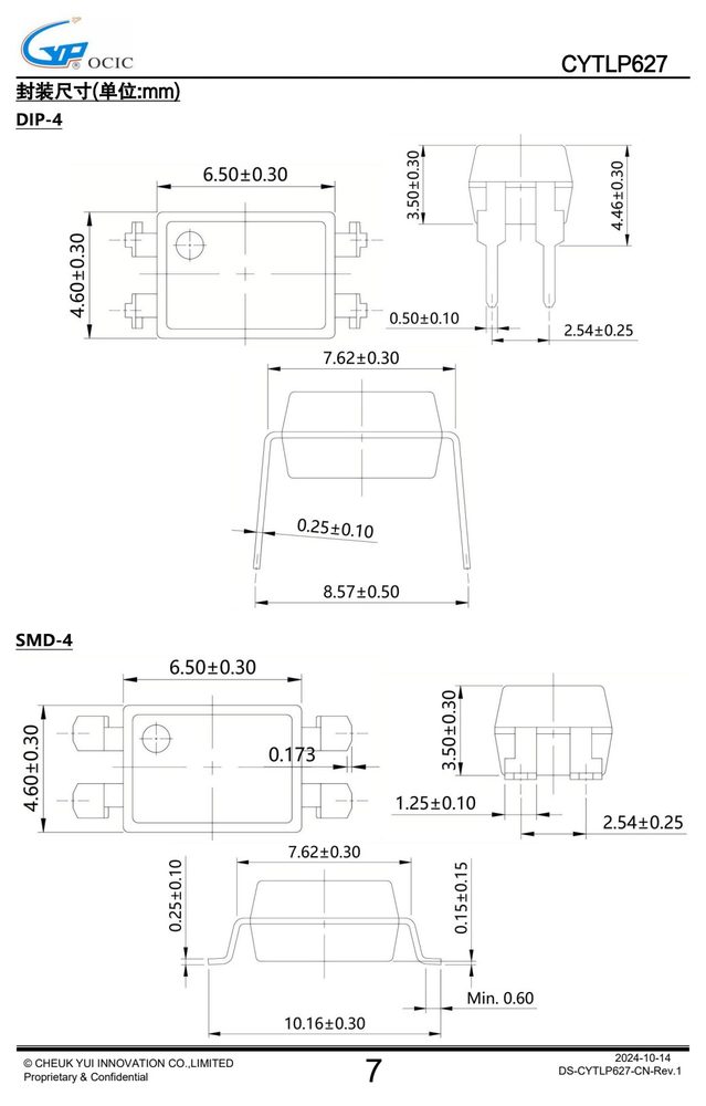 封装尺寸图（原厂规格书机械尺寸章节）